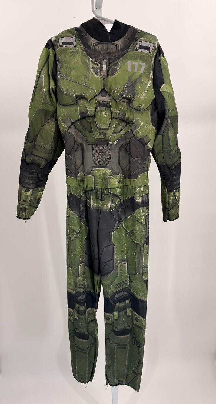 Halo Master Chief 117 Kids Costume Jumpsuit Green Padded Muscle Suit Microsoft
